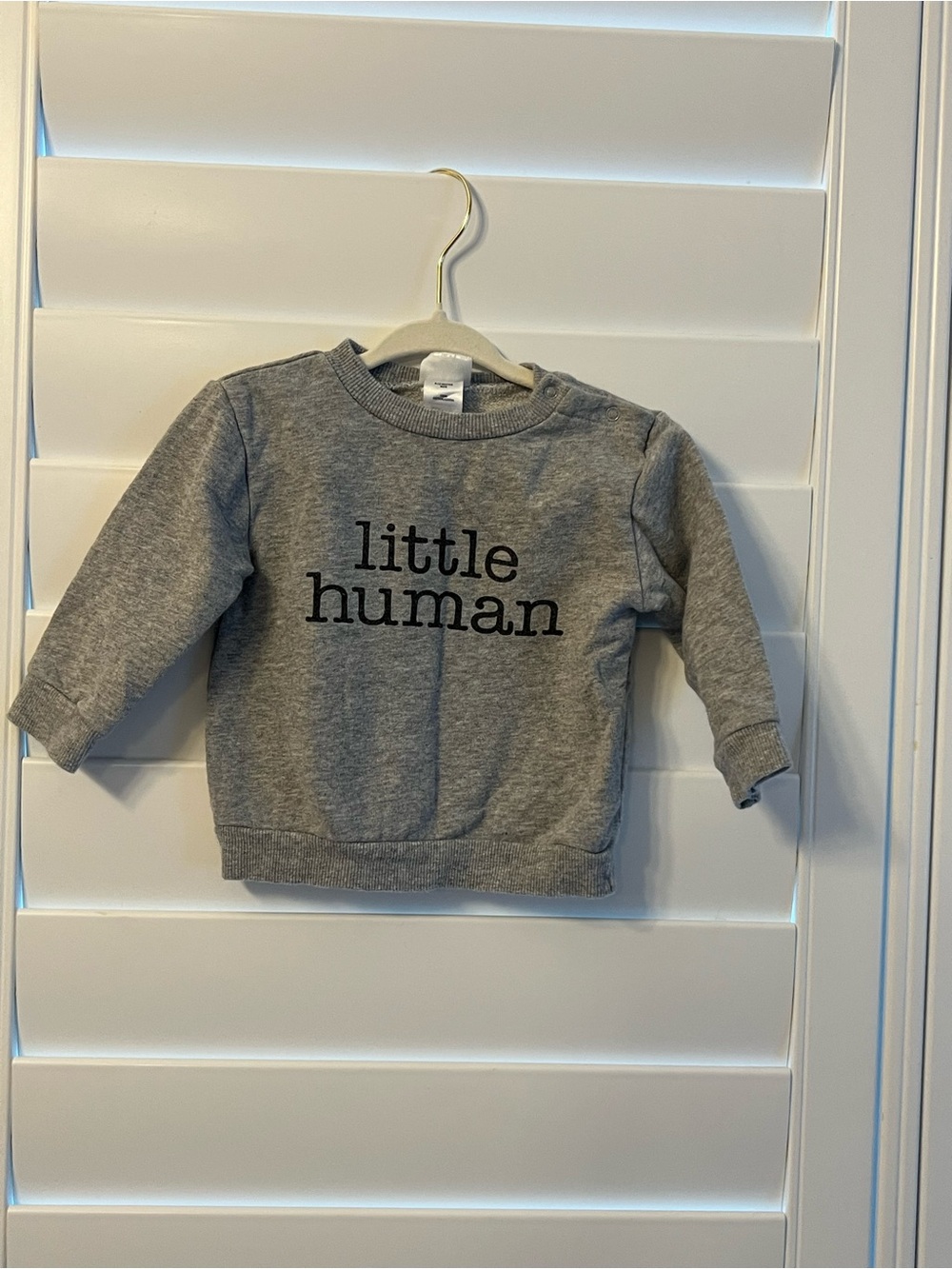 Indigo Baby "Little Human" Grey Crewneck Sweatshirt 6-12 months